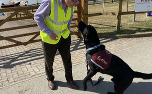 One of the volunteers with his hearing dog...
